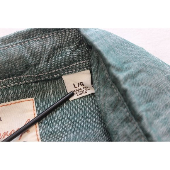 Weatherproof Vintage green short sleeve button front men's shirt L - Picture 7 of 15